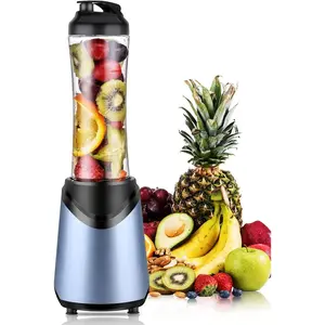 Smoothies Blender Personal Size 300 Watts with 18 oz  Portable Travel  Bottle (Light Blue)