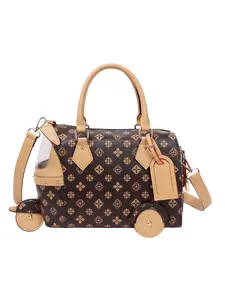Vintage Print Boston Bag, Tricycle Shape Shoulder Crossbody Handbag, Large Capacity Casual Commuter Bag, Vintage Cartoon Bag, Transparent Window Breathable Handbag, Casual Bags