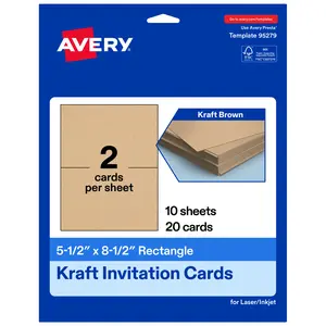 Avery 5-1/2" x 8-1/2" Rectangle, Kraft Brown Invitation Cards