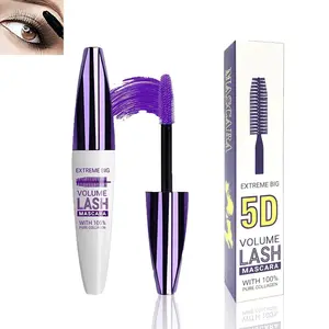 5D Color Liquid Mascara, Blue Waterproof Smudge-Proof Tubing Mascara, Volumizing Lengthening Curling Eyelash Makeup for Cosplay Party Stage, Beauty Gift for Women