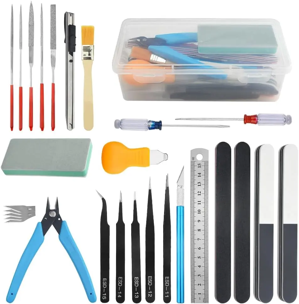 XINGYHENG 28 count Modeler Basic Tools Craft Set Compatible with Gundam Model Tools Kit with Plastic Box Hobby Model Assemble Building Repairing and Fixing DIY Craft Kit