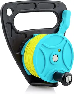 Scuba Dive Reel with Thumb Stopper 150-foot High Visibility Retractable Line Diving Reel Finger Spool with Handle Stop Switch for Cave Wreck Exploration Kayaking Anchor Spear Fishing SMB