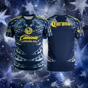 25 26 America Away Blue Short Sleeve Soccer Jersey Fans Version