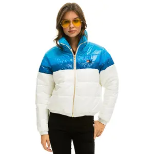 COLOR BLOCK LUXE APRES PUFFER JACKET -  GLOSSY WHITE DRESDEN
