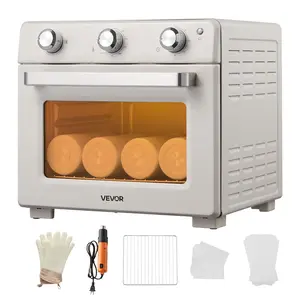 【FathersDayGift】VEVOR Sublimation Oven Machine, 26 Qt, Fits 40oz Tumblers, with 1 Heat Air Gun, 50 Shrink Films, 1 Tape and 2 Heat Gloves, 360° Turbo Convection for Sublimation Blank Tumblers, Mugs, Bowls, Off-White