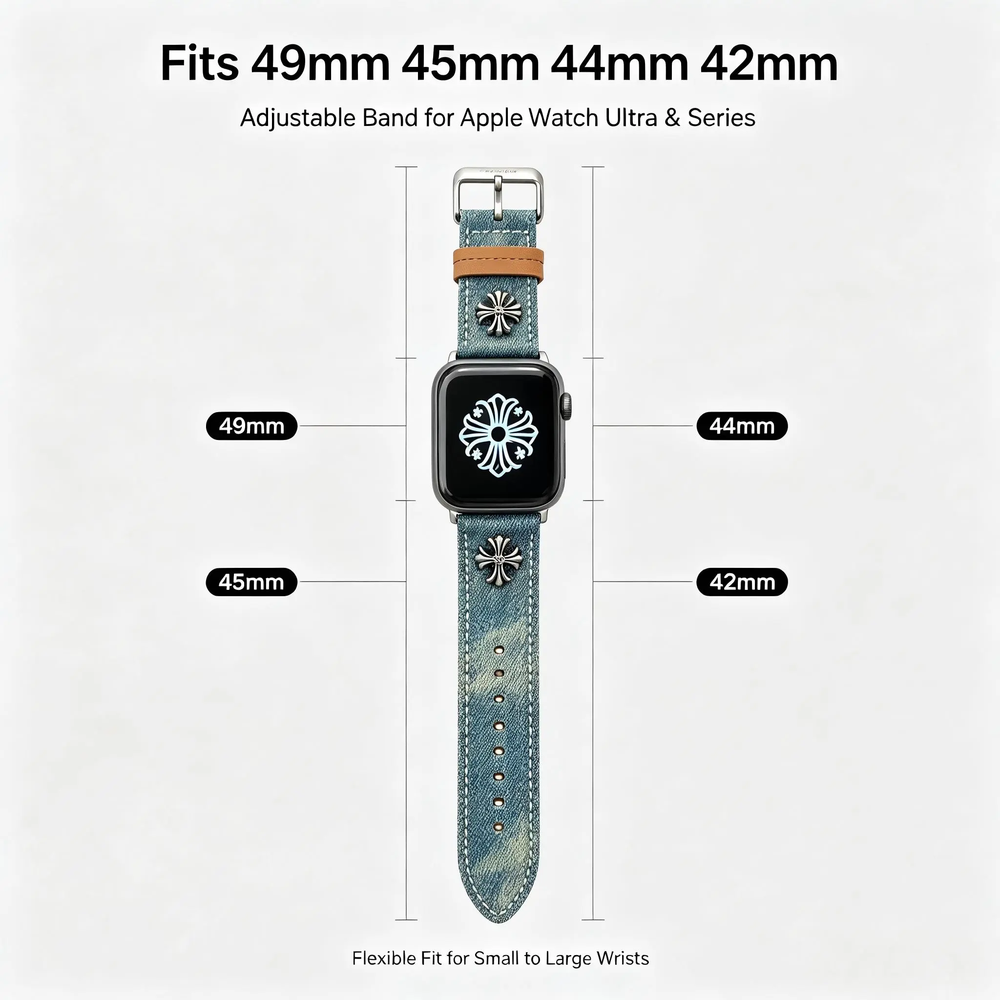 Watch Strap for Apple Watch,Personalized Crocker Tie-Dye Denim Replacement-Casual Smartwatch Accessory, Unique Artistic Design, Comfortable, Durable, Easy Installation, Adjustable Length, Multi-Model Compatible Smart Watch Accessories Smart Watch Straps