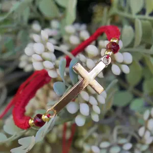 Beautiful Red Braided Bracelet with Cross for Style and Religious Protection