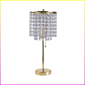 20.25" Tall Metal Table Lamp" Deco Glam" with Gold finish and Crystal Accents (BULBS NOT INCLUDED)
