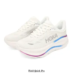 White Runners with Lavender & Sky Blue Accents — Synthetic Mesh Upper, Contoured Thick EVA Midsole, Light Gray Rubber Outsole, Heel Pull Loop