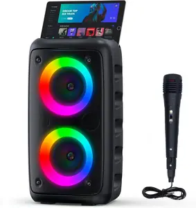 Karaoke Machine for Adults and Kids,Peski Portable Bluetooth Speaker with 1 Wireless Microphone and 1 Wired Mic,Rechargeable Powered Dj/PA Speaker System with TF Card,AUX in,REC,TWS for Birthday Party
