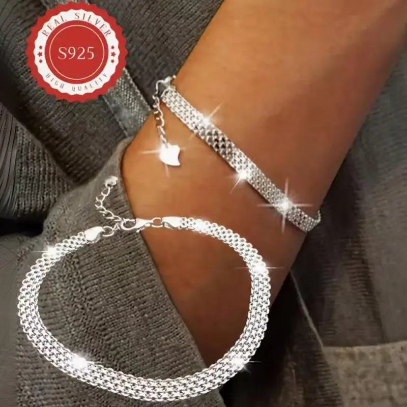 S925 Sterling Silver Wide Chain Bracelet, Cuban Link Bracelet, High Quality Elegant Unique Trendy Chain Bracelet for Men and Women, Bracelet Perfect for Gift Idea, Suitable for All Seasons, Thick Chain Bracelet, Cuban Bracelets