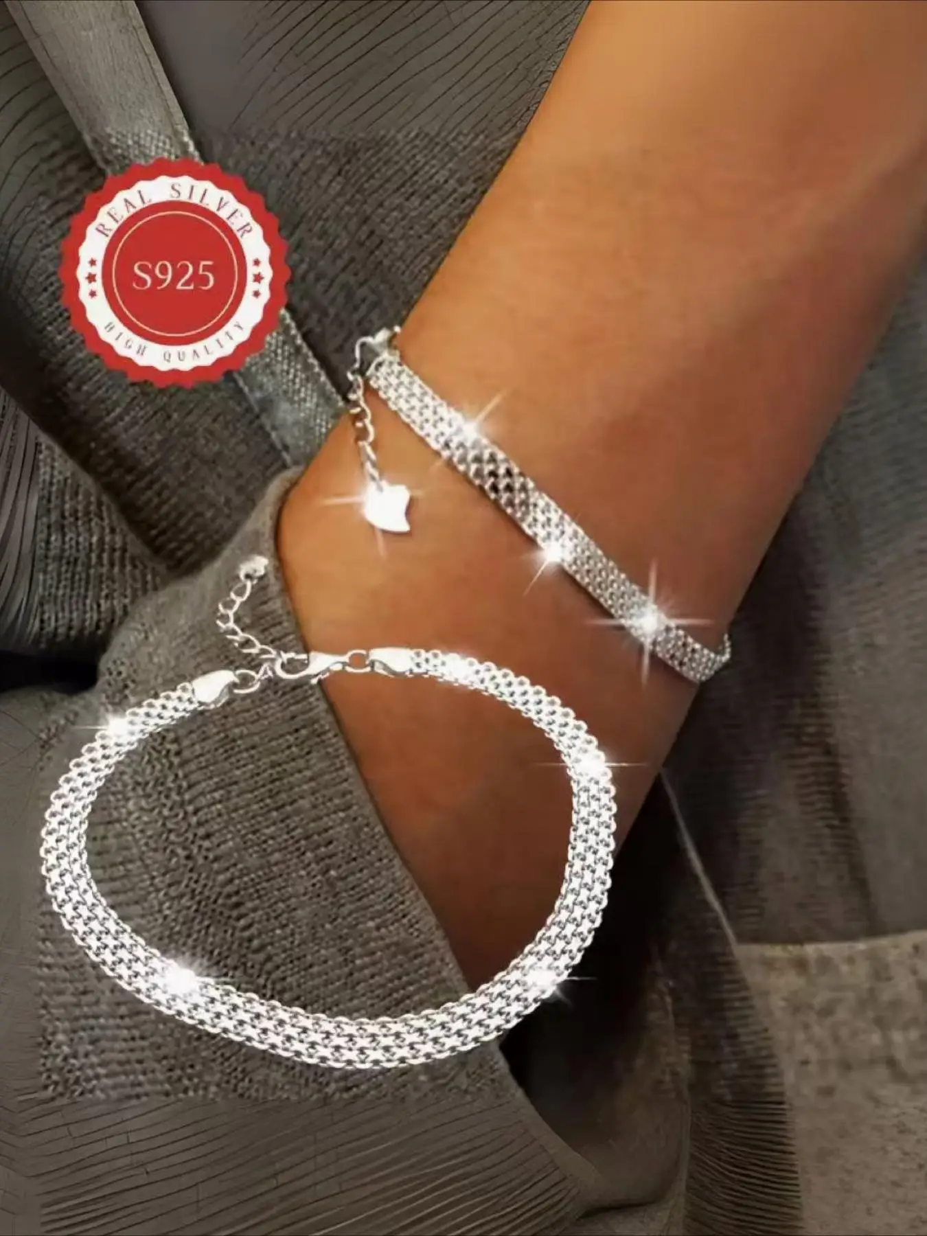 S925 Sterling Silver Wide Chain Bracelet, Elegant Trendy Chain Bracelet for Men and Women, Bracelet Perfect for Gift Idea