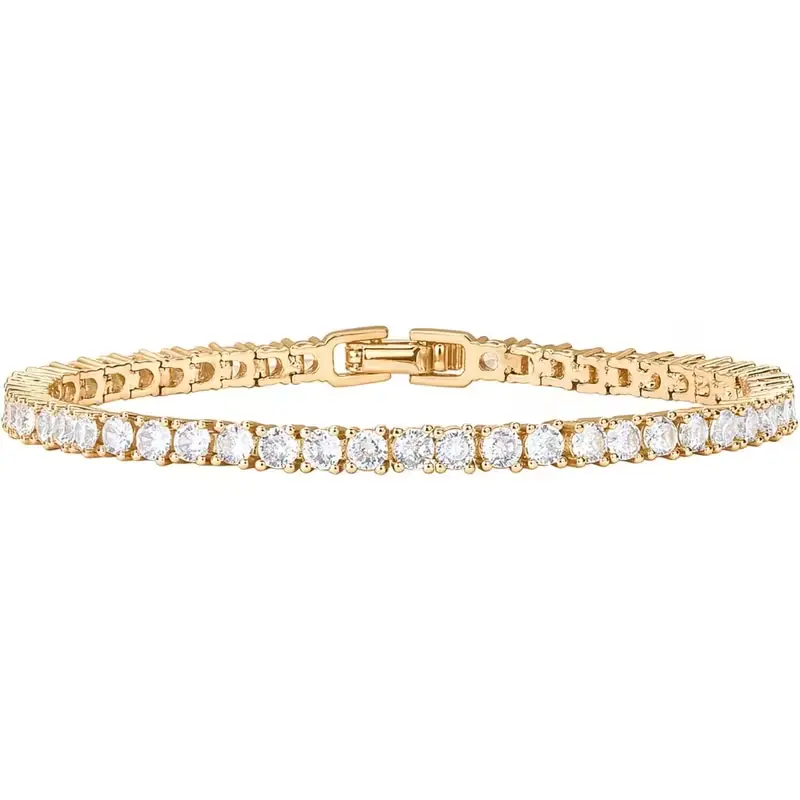 Mini Bezel Classic Round Cut Tennis Bracelet,High-Quality Jewelry Gift for Birthdays,Diamond Tennis Bracelet, Gift for Her