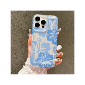 1pc Blue Five-Pointed Tail Flower Pattern Design Mobile Phone Case, Suitable For IPhone 16 15 14 13 12 11 X Pro Max Plus Mini, Soft TPU Protective Mobile Phone Case
