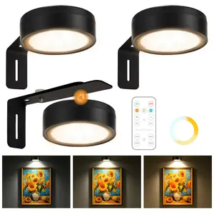 LIKERTLA Picture Lights for Wall Battery Operated, 12 RGB Color Changing LED Wall Art Light, Magnetic Painting Light with Remote Control, Gallery Lights Photo Sconce for Art Display Frame