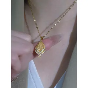 LisiZen 2026 New Micro-Inlaid Mesh Diamond Water Drop Trendy Necklace Light Luxury Goddess Style Fashion Necklace DZXL4375