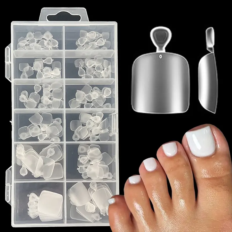 120Pcs Fake Toenails Tip Soft Gel Toe Nail Tips Clear Press on Toenails Short Square Fake Nail for Toes 12 Sizes Feet False Toenail Clear Toes Nail Tips for Gel/Natural Artificial Toenail Extension, Manicure DIY, Nail Tips Kit, Nail Art Products