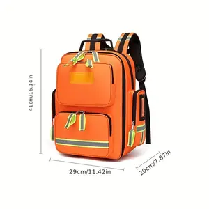 Large Capacity Portable Emergency Rescue Bag, Anti-Flood First Aid Backpack, Firefighter'S Backpack, Camping Medical Supplies Double Shoulder Backpack, Oxford Cloth, No Magnesium Rod/Flint, with Red Color, for Sports, Camping, Hiking