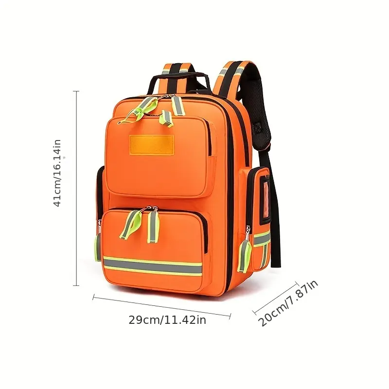 Large Capacity Portable Emergency Rescue Bag, Anti-Flood First Aid Backpack, Firefighter'S Backpack, Camping Medical Supplies Double Shoulder Backpack, Oxford Cloth, No Magnesium Rod/Flint, with Red Color, for Sports, Camping, Hiking