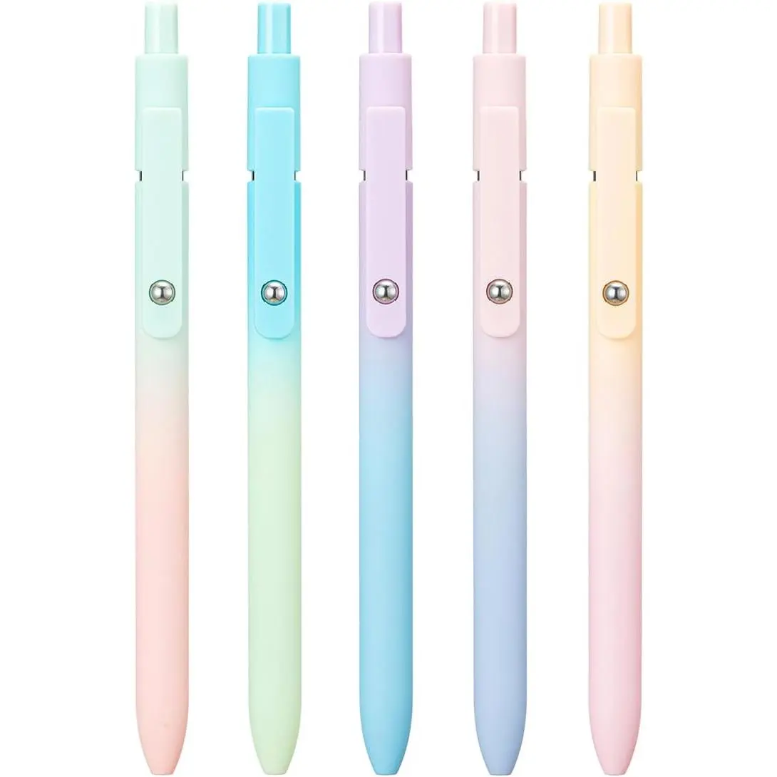 5 count Zennyth Gel Pens Quick Dry Fine Point Premium Retractable Rolling Ball Black Ink Smooth Writing Pens for School Office (Aurora)