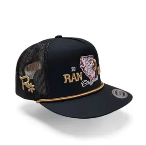 King Hereford Bull Rope Hat Rancho Original Old Gold Trim Distinctive Design with Unique Trim for Rancho Enthusiasts Classic Adjustable Snapback Closure
