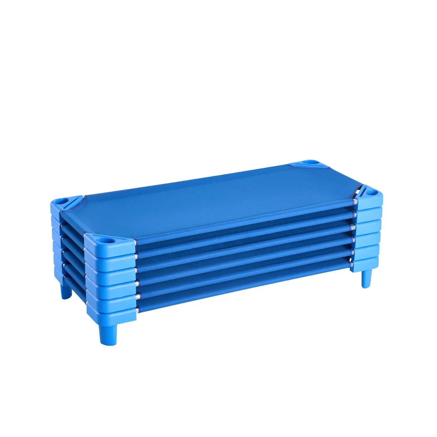 VEVOR Stackable Kiddie Cot, Pack of 6,  Portable Toddler Nap Cots, Standard Size 52" L x 23" W Daycare Cots for Kids, Preschool Classroom Daycare Beds for Sleeping, Resting, Naptime, Blue