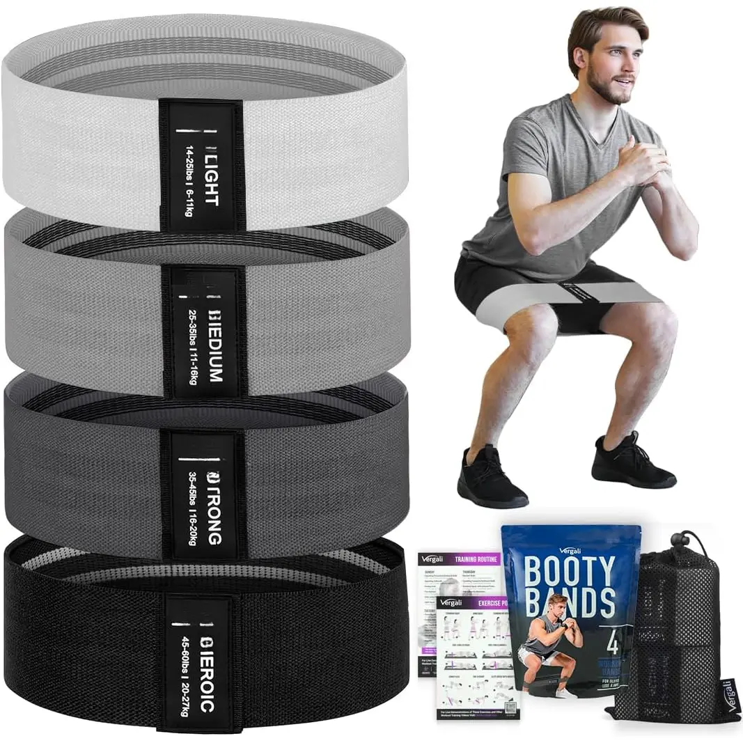 Resistance Bands for Working Out with Workout Bands Guide. 4 Booty Bands for Women Men Fabric Elastic Bands for Exercise Bands Resistance Bands for  Bands for Working Out  Thigh Glute Bands Set