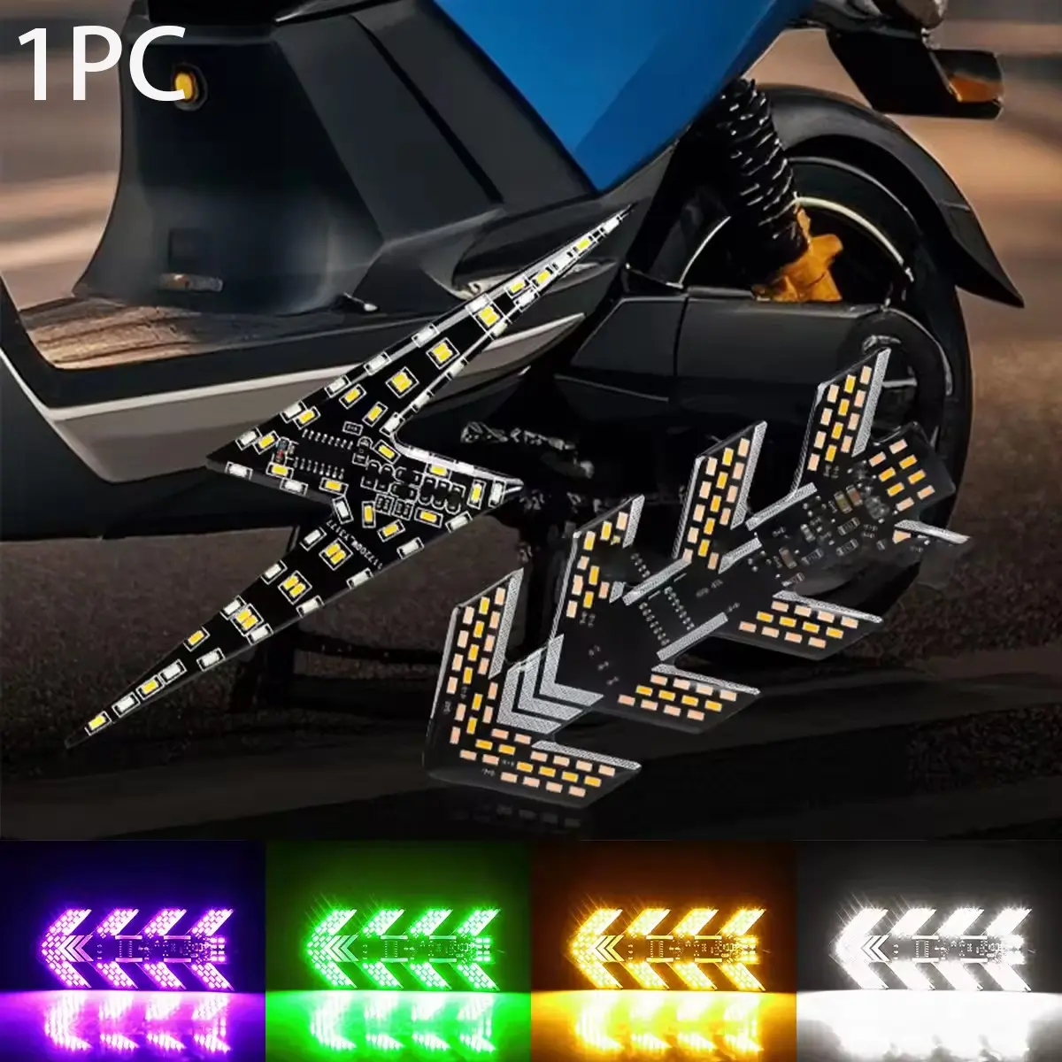 Universal Motorcycle Flowing Turn Signals, High-Brightness LED Arrow Turn Signal Lamps with Dynamic Sequential Effect, Waterproof LED Lights for Scooters, Bikes, and Motorcycles