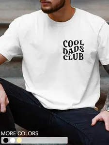 1 Piece Men's Cool Dads Club T-Shirt, Premium Short Sleeve Tee with Statement Text, Regular Fit for Modern Fathers, Family Activities and Casual Weekend Wear Geometric Fitted