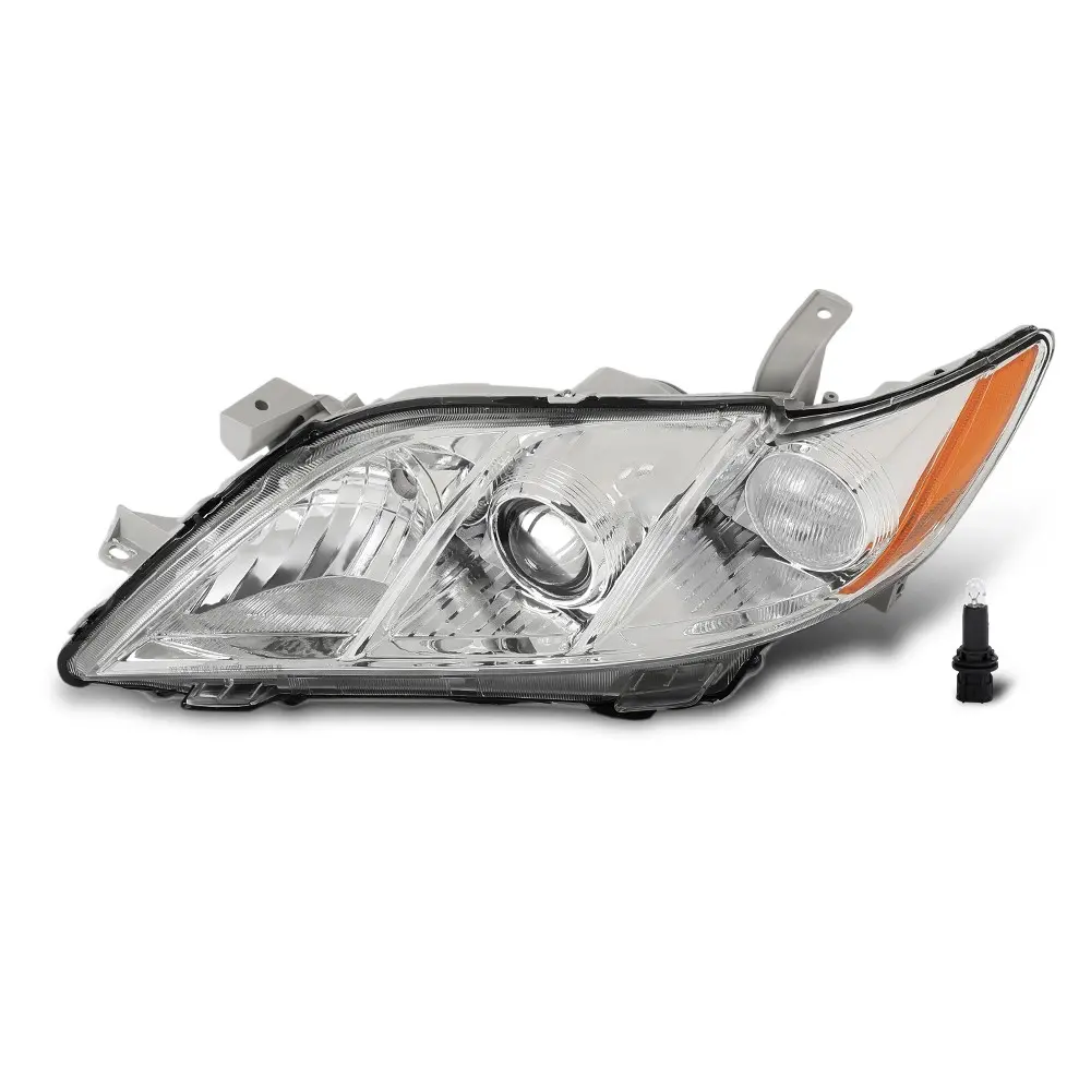 1* ABS Plastic Chrome Amber Projector Headlight, Left Side Fit For 2007-2009 Toyota Camry, Suitable For Heavy Rain, Night Time, Dense Fog Conditions