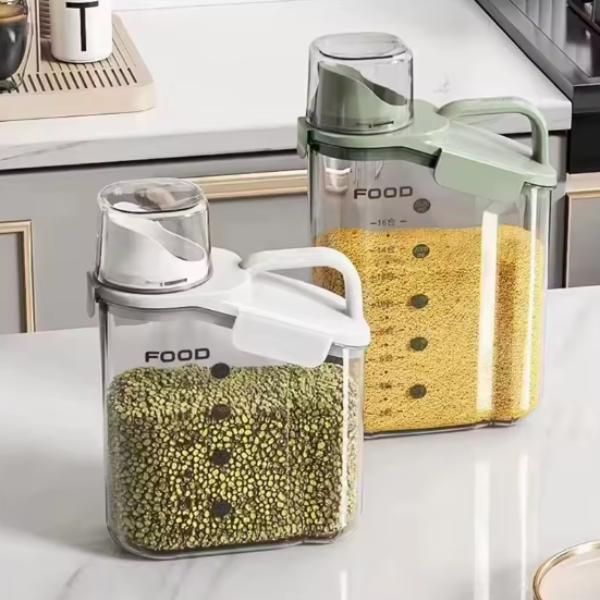 Airtight Food Storage Container with Pouring Spout Food Storage Organizer Dry Food Dispenser Canister for Cereal Rice Pasta Coffee Beans Transparent Body Easy Pour Spout Kitchen Organizer