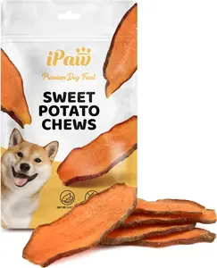 iPaw Sweet Potato Chews, Single Ingredient Dog Treats for Vegetarian, All Natural Human Grade Puppy Chew, Rawhide Alternative, Hypoallergenic, Easy to Digest