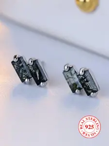 S925 Sterling Silver Natural Crystal Decor Stud Earrings, Elegant Jewelry for Party, Daily Clothing Decor, Trendy All-match & Exquisite Jewelry for Birthday Gift, High Quality Earrings