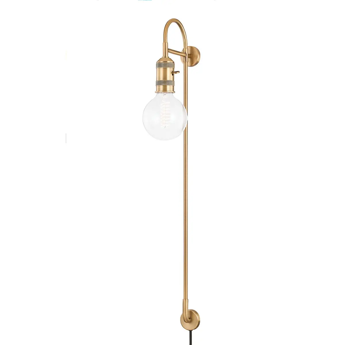 Dean Plug-In Sconce With Patina Brass Finish And Switch - Soft Industrial Design For Any Décor