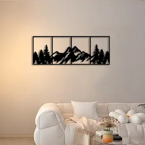 1pc Alpine Panorama Metal Wall Art, Wilderness Vista Statue Mural, Perfect for Ski Resort, Hunting Lodge, Nature Retreat Decor, Winter Solstice Decor, Ideal Gift for Forest Rangers