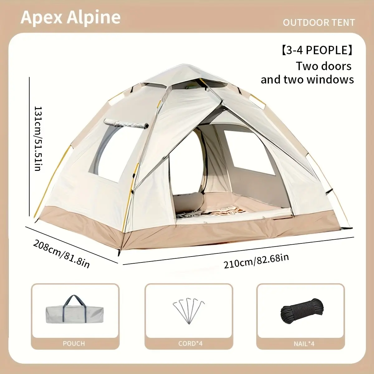 Large Deluxe Two - Doors ,  Two -  Windows Tent