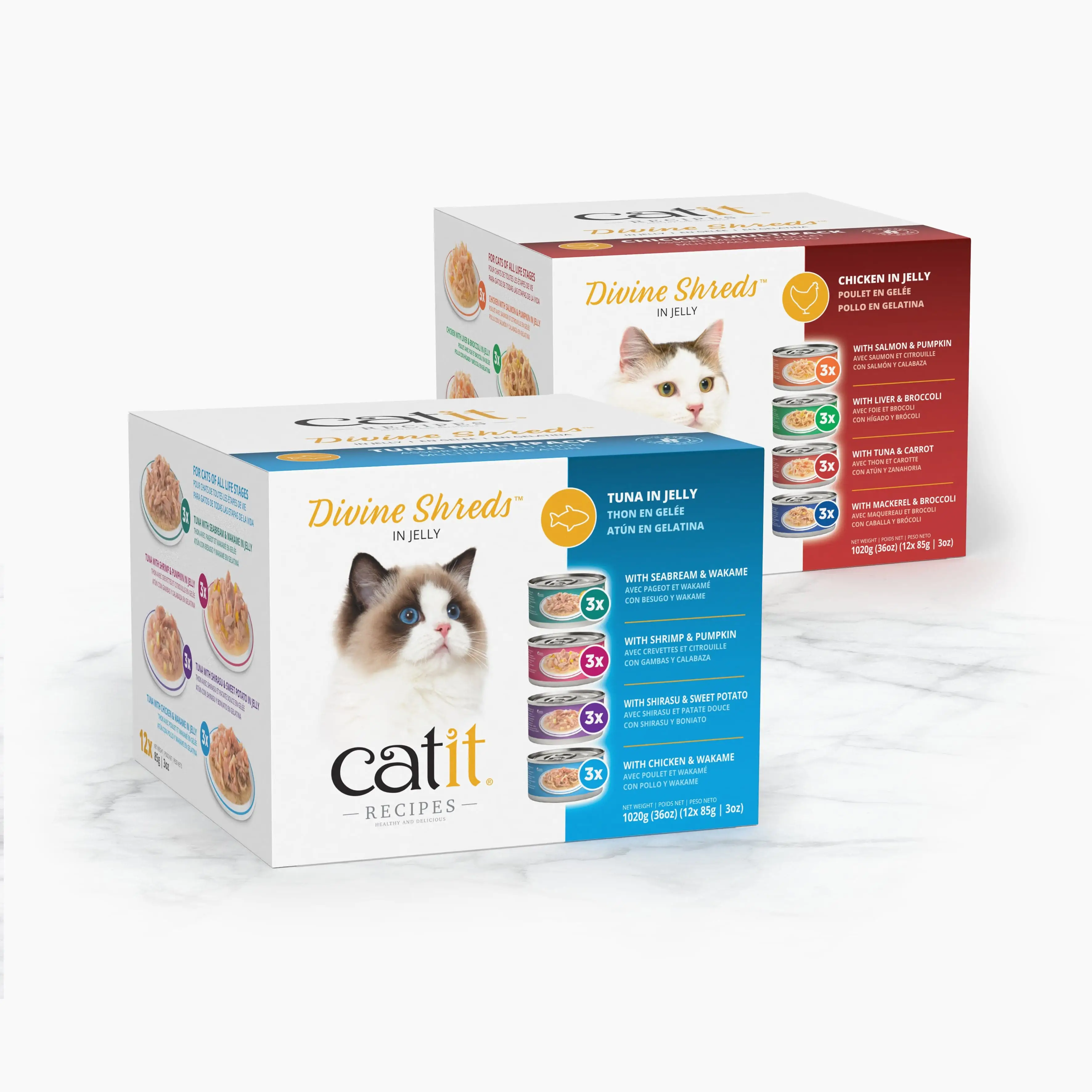 Catit Divine Shreds in Jelly Multipack | Rich in Protein, Low in Calories, Grain-free