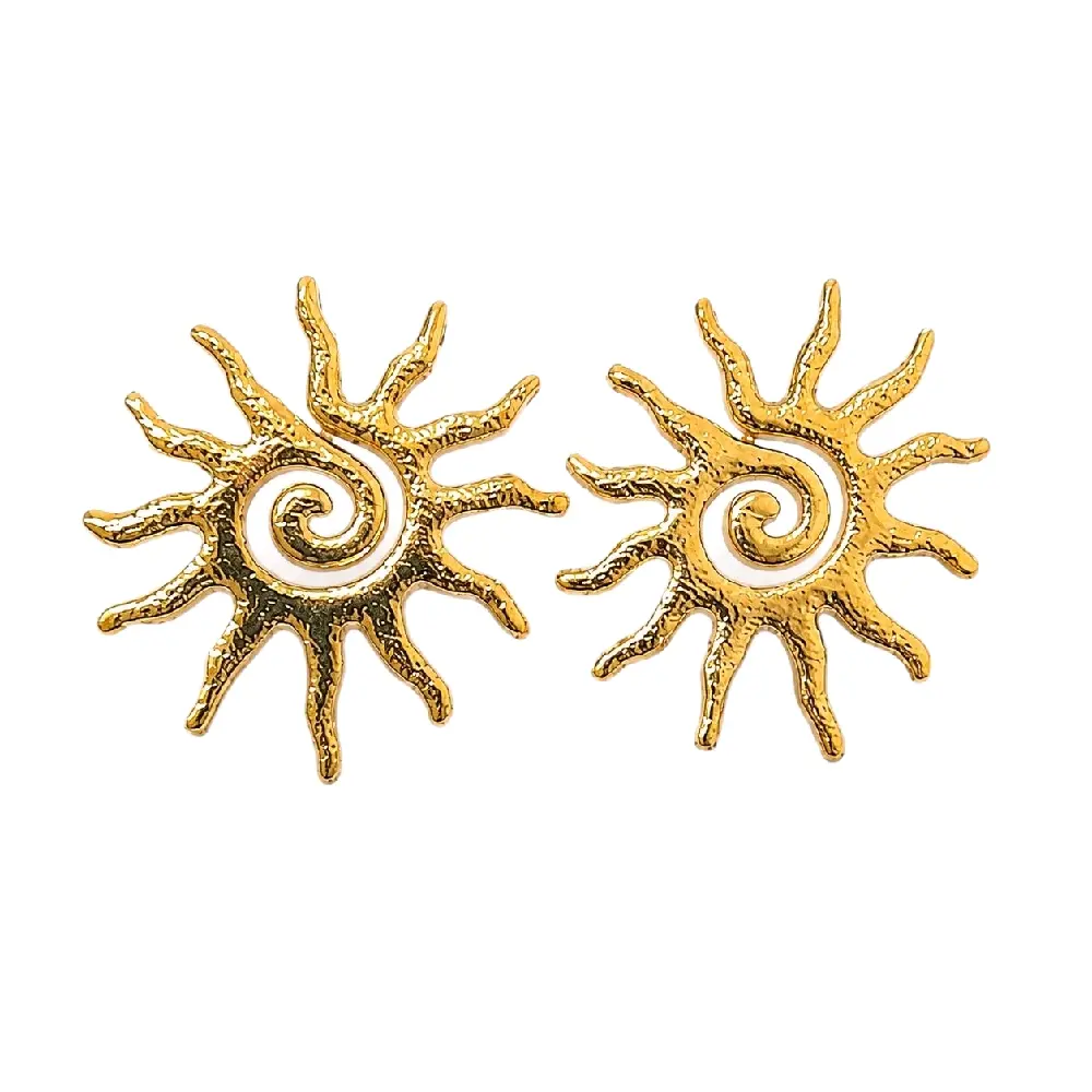 18K Gold plated non-tarnish Spiral Sun Studs | sunburst earings