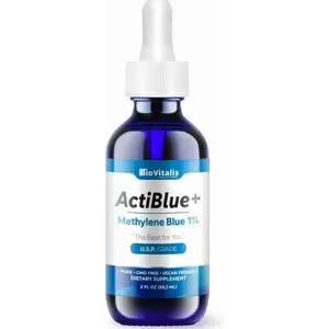 Actiblue+ Methylene Blue 1% : Methylene Blue ISO Certified Third Party Lab Tested 99,9% No Formaldehyde No Alcohol No Gluten&GMO(2Fl.Oz)