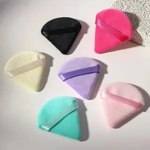 5/10/15 Piece Triangle Velvet Powder Puff Pizza Mini Facial Makeup Sponge Beauty Puff, Washable Lightweight Cosmetic Tool Set
