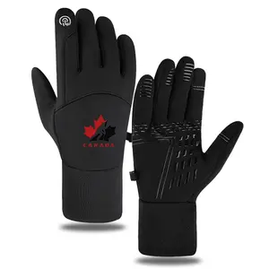 Canada Maple Leaf Ice Hockey Gloves Winter Outdoor Sports Touchscreen Gloves for Men Women Warm Thermal Cycling Skiing Gloves Best Christmas New Year Holiday Gift for Active Sports Enthusiasts