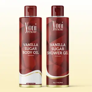 Vanilla Sugar Body & Bath Care Set- Shower Gel(4oz), Body Essential Oil(4oz) by Yoni Rescue Apricot Cleansing
