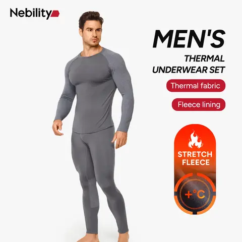 【Clearance】Men's Thermal Underwear Set For Winter Fleece Lining Fashion Loungewear Top and Pants Set,fathersdaygift