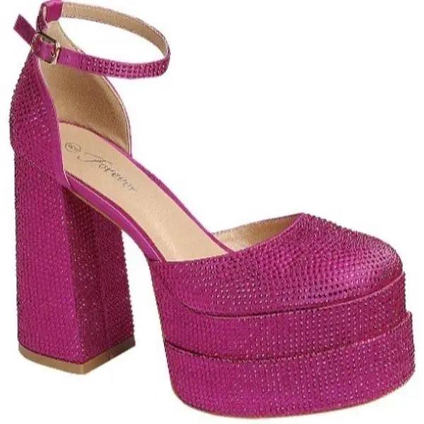 Fuchsia & Gold w/stones Platform Women Footwear