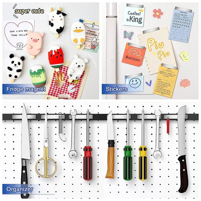 4Pack Neodymium Magnet Bar, Powerful Bar Magnets, Magnet Strips Heavy Duty, Strong Rare Earth Magnets with Double-Sided Adhesive for Craft, Fridge, Kitchen, Office - 60 x 10 x 3 mm