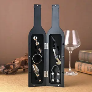 Stainless Steel 3/5-Piece Wine Opener Gift Set with Silicone Drip-Free Spout Pourer, Cork Lever Opener, Vacuum-Seal Stopper – Elegant Bar Utensils Kit in Gift Box for Valentine's, Wedding | USA Fast Ship