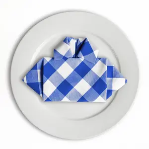 17 in. Polyester Checkered Napkins - Soft Durable Water Absorbent Cutlery Tableware for Weddings & Casual Meals - 1 Dozen Pack
