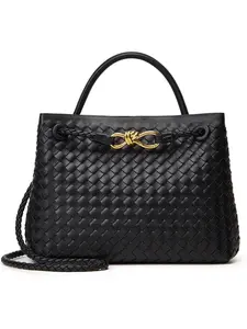 Women Woven Tote Bag Leather Shoulder Backpack Designer Handbag Stylish Portable Bag Fashionable Ladies Purse