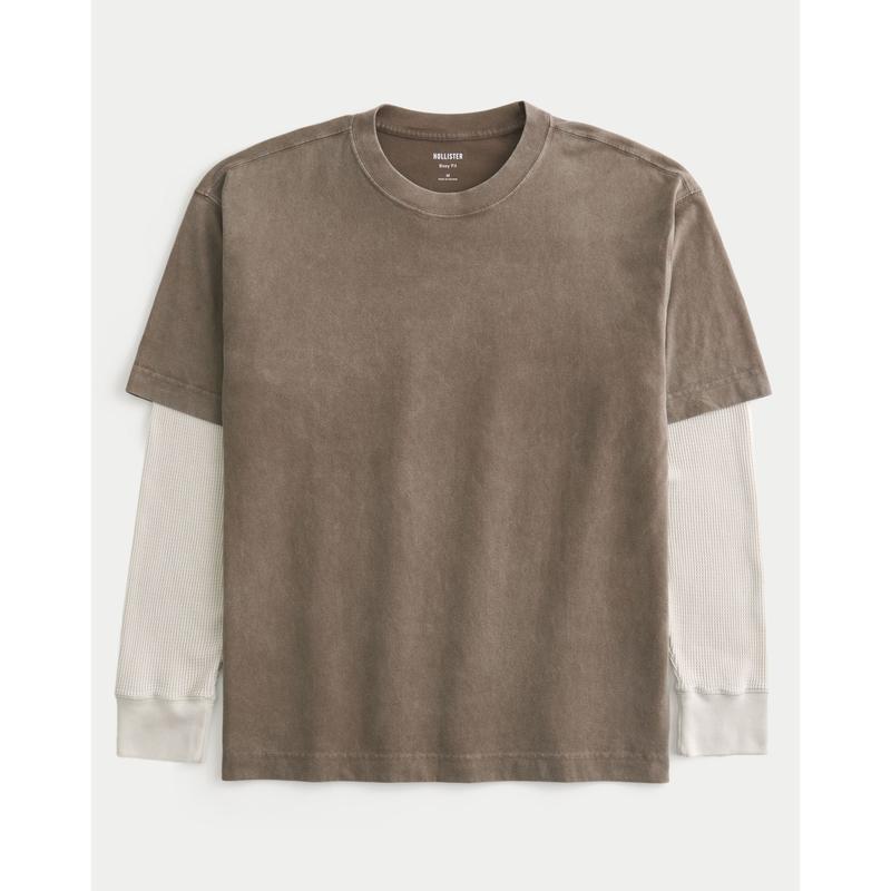 Hollister Layered 2-In-1 Long-Sleeve Crew T-Shirt