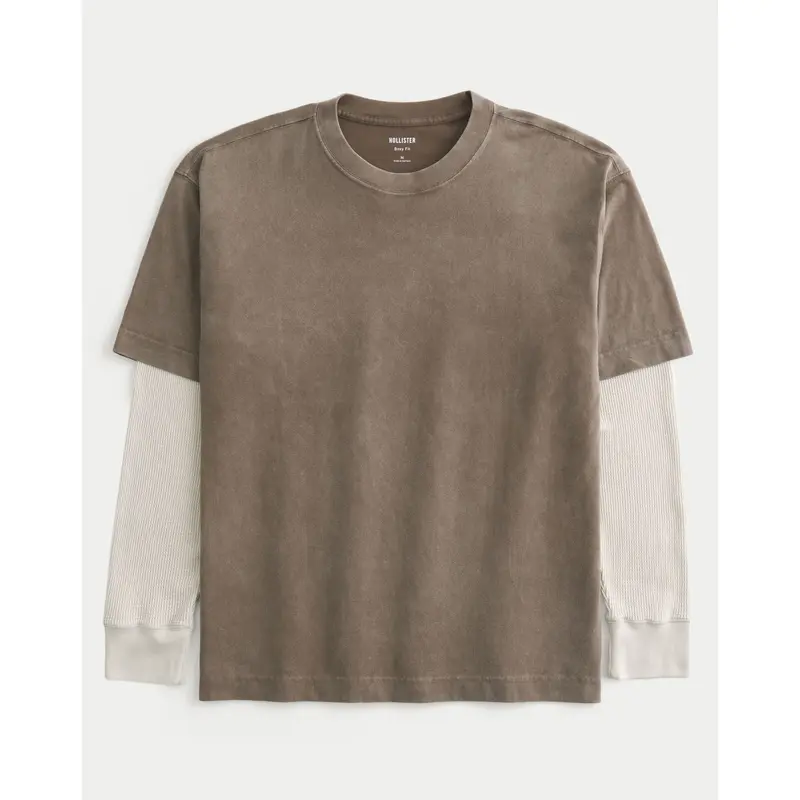 Hollister Layered 2-In-1 Long-Sleeve Crew T-Shirt